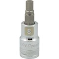 Dynamic Tools 1/2" Drive Metric Hex Head, 8mm Bit Std Length, Chrome Socket D013008